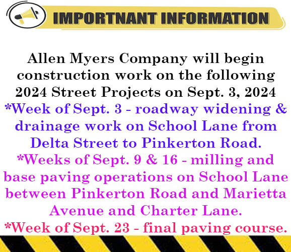 Sept 2024 Street Projects Mount Joy Borough PA