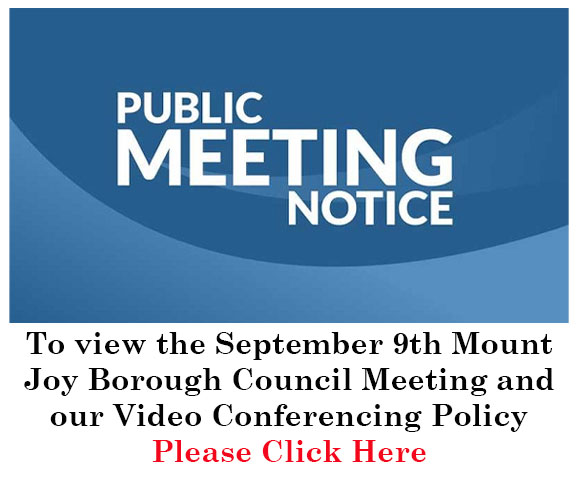 September Council Mtg Zoom Info Mount Joy Borough PA